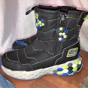 Skechers Mega-Craft Kids Boots - Black and Blue